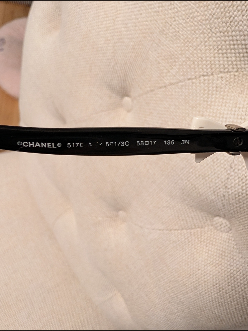 CHANEL 5170 Black Sunglasses With White Bow Accents On Arms - Picture 5 of 14